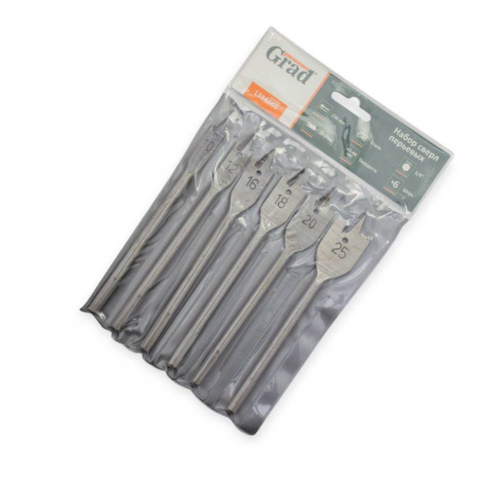Набір пір'яних свердел по дереву 10, 12, 16, 18, 20, 25 мм (6 шт) Grad Мукачево - фото 2
