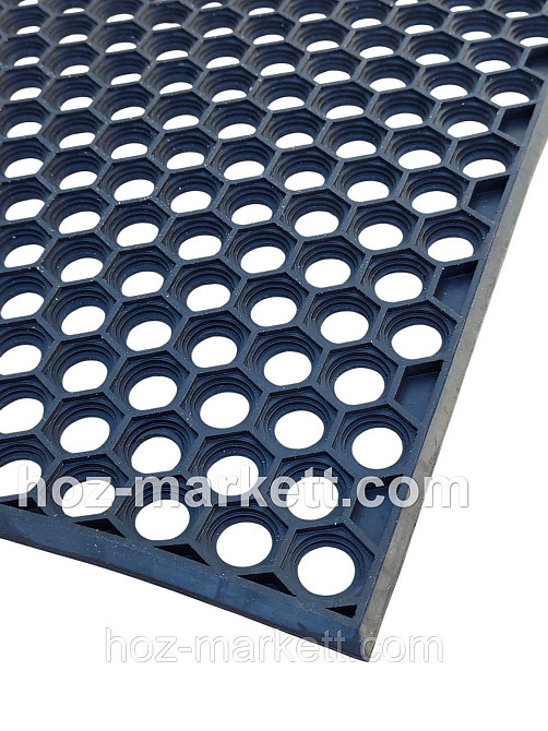Килимок 75х45х0.9 см гумовий брудозахисний сота чорний Харків - фото 8