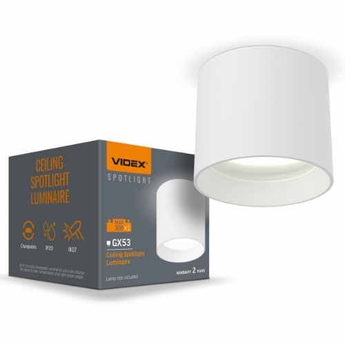 LED Світильник під лампу GX53 накладний білий VL-SPF15A-W Videx Житомир