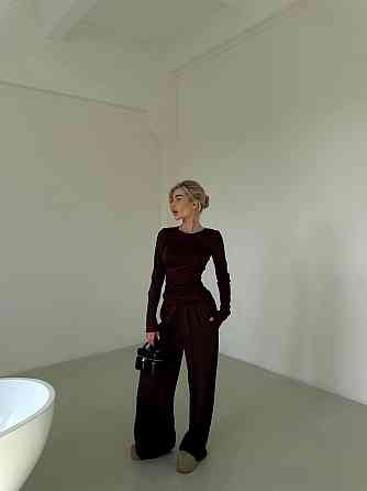 Жіночий базовий прогулянковий костюм двійка: лонгслів і штани турецький мікродайвінг Одеса