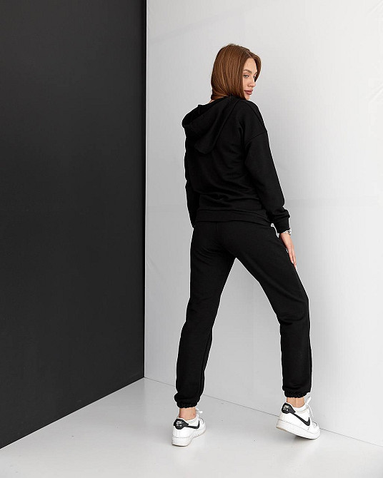 Жіночий спортивний теплий костюм оверсайз Чорний XS Харків - фото 3