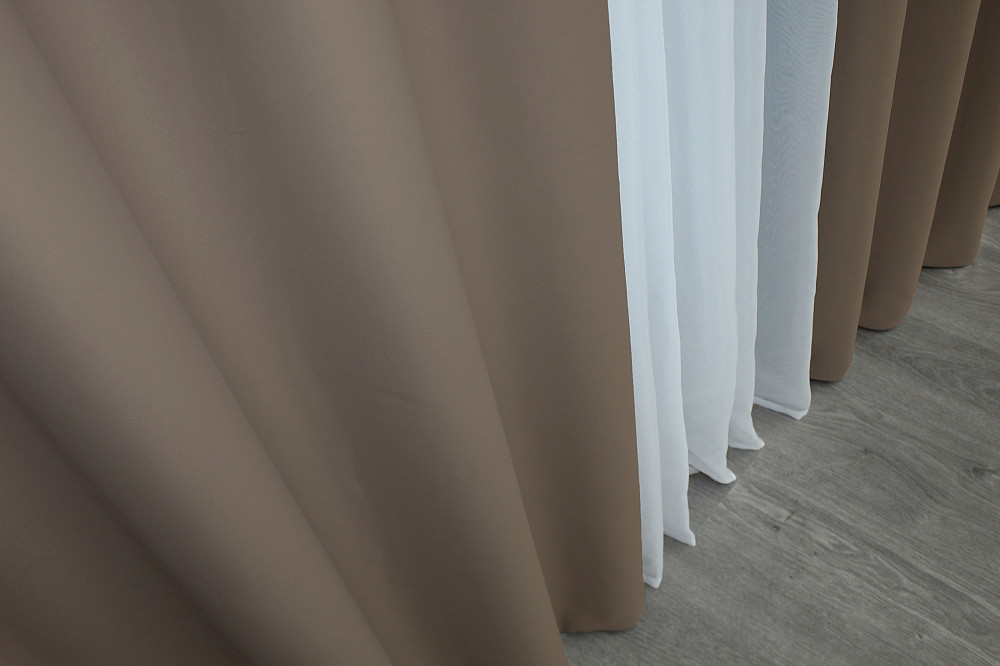 Комплект штор на люверсах VR-Textil Bagema Rvs № 1289ш Какао 150х250 см 2 шт (37-0015) Киев - изображение 7