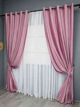 Комплект штор на люверсах VR-Textil Бархат № 1661ш Розовый 150х280 см 2 шт (37-0225) Киев