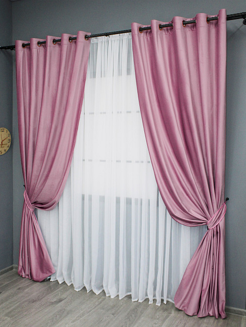 Комплект штор на люверсах VR-Textil Бархат № 1661ш Розовый 150х280 см 2 шт (37-0225) Киев - изображение 3