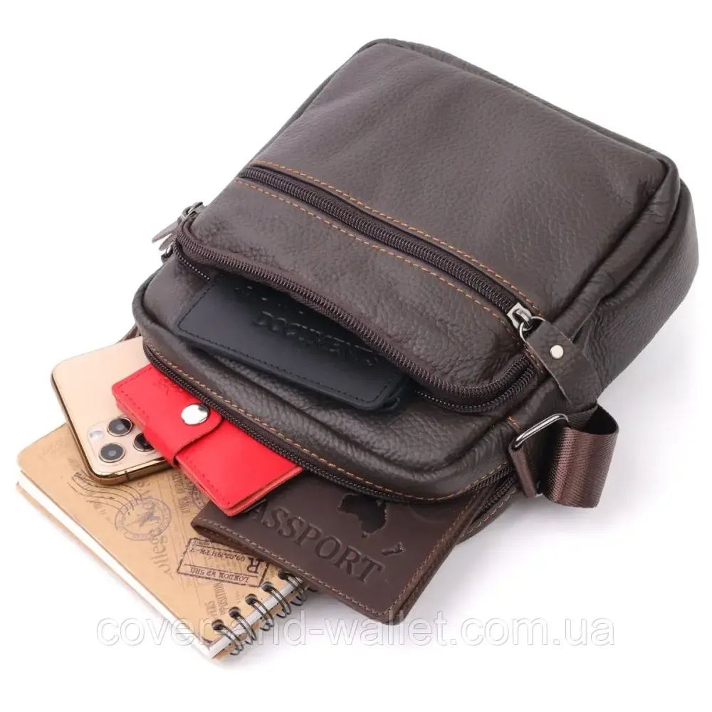 Компактна чоловіча сумка на плече з натуральної шкіри VIntage Київ - фото 4