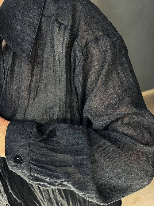 Сорочка жіноча Xingyue 388 оверсайз бавовна жатка з кишенею, чорний, one size Київ - фото 3