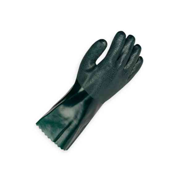 Рукавички хім. захист 35см D-Fender з ПВХ покриттям на бавовняній основі, розмір 9, зелені Мукачево