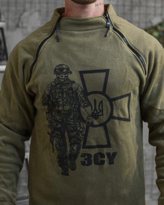 Флиска теплая солдат ЗСУ крест герб хаки мужская Одесса - изображение 8
