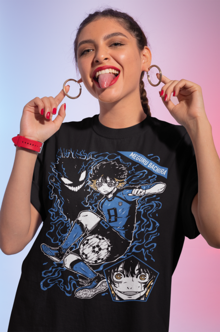 Футболка для хлопчика з аніме принтом Мегуру Бакхіра Блуе Локк оверсайз (зріст від 165 до 180) Чорний AnimeJ0791m Дніпро - фото 3