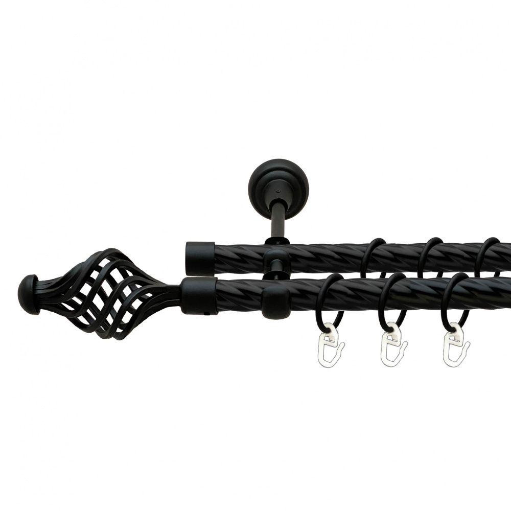 Карниз Orvit Арезо металевий дворядний відкритий скручена труба кільце металеве Чорний Оксамит 19\19 мм 200 см Львов - изображение 1