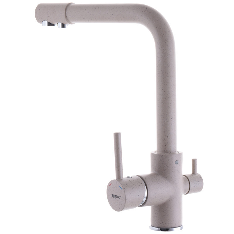 Змішувач для кухні бежевий Zerix LR4055K-3 з виходом для питної води (ZX2644) Чернівці - фото 4