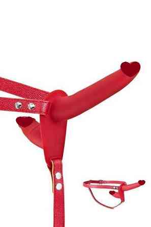 Двойной страпон Fetish Tentation Strap-On with Double Dildo Red Sex Aura Киев