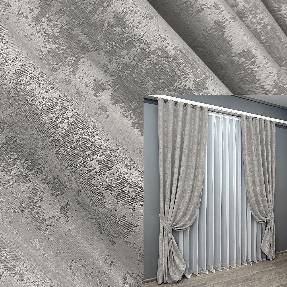 Комплект готових штор VR-Textil Жакард Sultan XO № 1124ш Світло-сірий 100х290 см 2 шт (31-846) Київ - фото 1