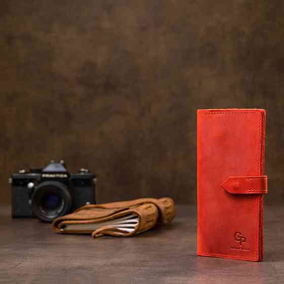 Кожаное винтажное женское портмоне GRANDE PELLE 11470 Красный Киев