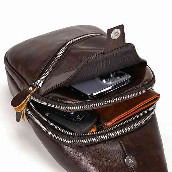 Сумка-слінг чоловіча шкіряна коричнева Tiding Bag - MK03983 Кам'янське