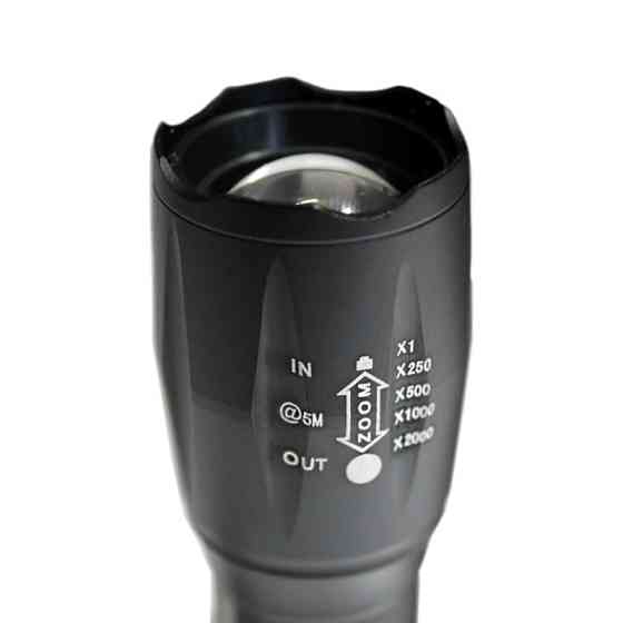 Фонарик с аккумулятором ручной 10Вт, IP65, черный Днепр