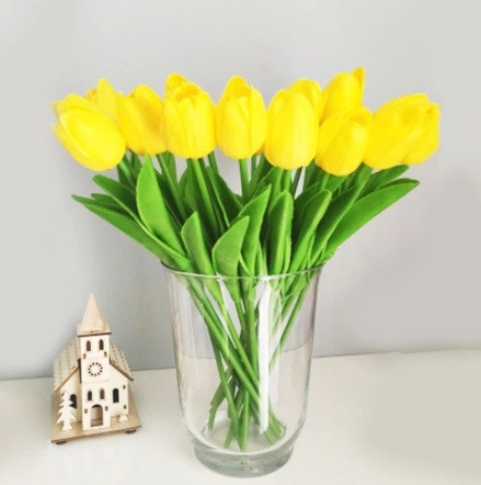 Штучні тюльпани 5 штук 34 см жовтий Київ - фото 1