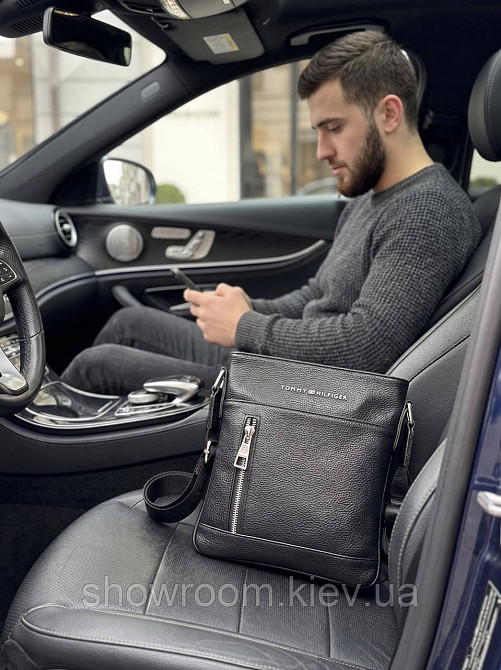 Чоловіча брендова барсетка, планшетка Tommy (0613) чорна Київ - фото 7