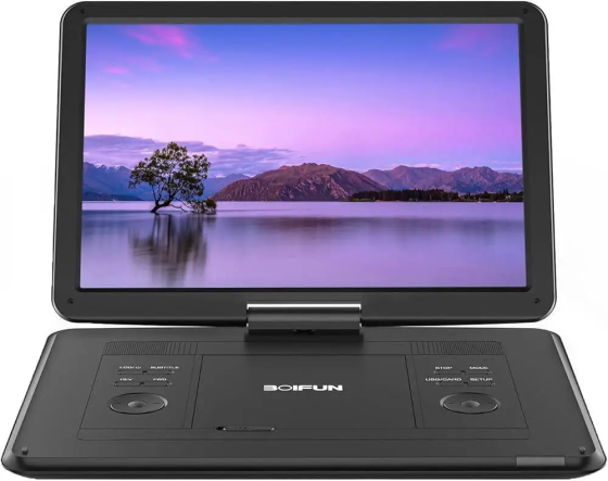 Портативний DVD-плеєр BOIFUN BFN-161 17.5" (екран 15.6"): поворотний HD дисплей, акумулятор 5000 мАг, USB, SD, Anti-Shock Київ