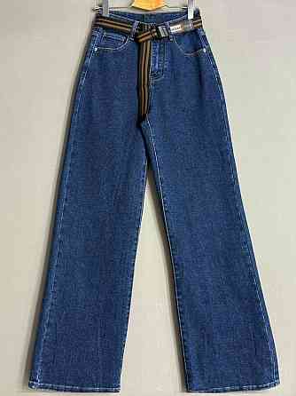 Джинси жіночі Derun 8198-8170 палаццо прямі з ременем сині, синій, З2, 32, 88 см, 113 см Київ