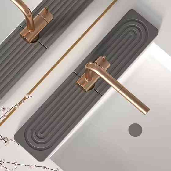 Набор для ванной комнаты и душа коврик для ног,подставка,накладка-коврик на раковину,цвет тёмно-серый Каменец-Подольский