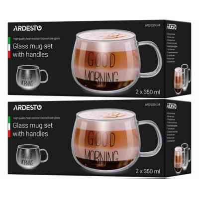 Набір чашок Ardesto Good Morning BMR 430 мл 2 шт прозорий (AR2643BMR) Вінниця