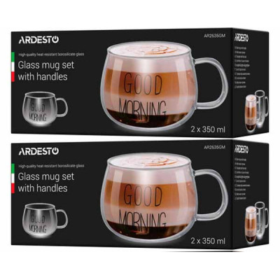 Набір чашок Ardesto Good Morning BMR 430 мл 2 шт прозорий (AR2643BMR) Вінниця - фото 4
