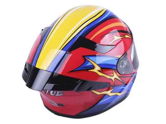 Шолом мотоциклетний інтеграл MD-821, оранжевий із синім, size L Мукачево