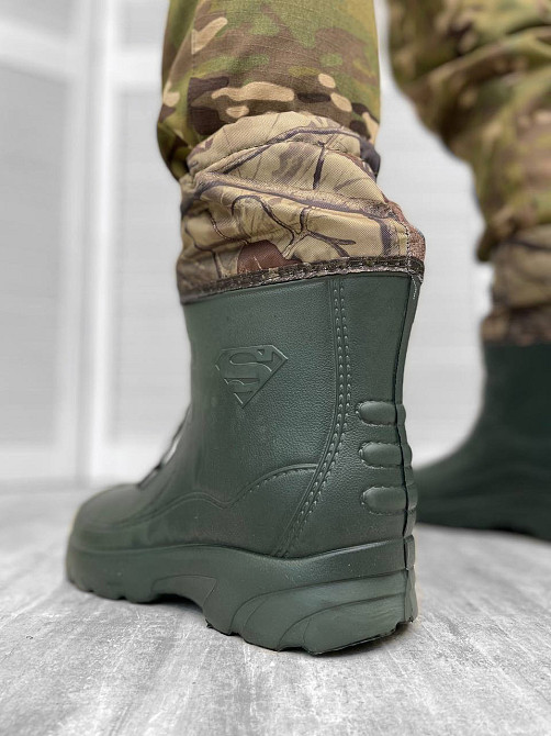 Сапоги мужские теплые резиновые олива пена forest-S с подкладкой валенком Одесса - изображение 8