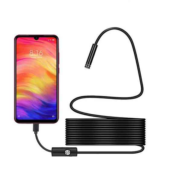 Ендоскоп-USB для телефона Android, інспекційна гнучка камера, IP67 вологозахист, підсвітка, 1м Харків