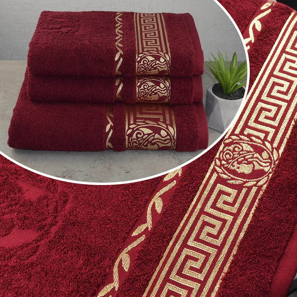 Набор махровых полотенец 3шт GM Textile 50х90см, 50х90см, 70х140см Caesar 450г/м2 (Бордовый) Сумы - изображение 1