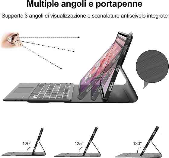 Чохол-підставка для Lenovo Tab P12 12.7” TB370FU, 2023 захисний чохол-книжка з регульованим кутом нахилу, чорний Київ