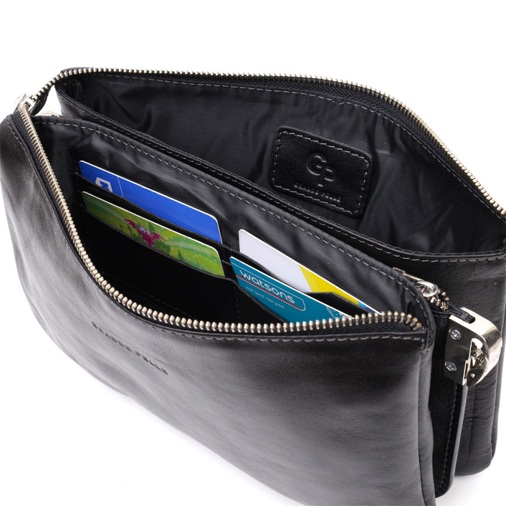 Розкішний жіночий клатч із натуральної шкіри GRANDE PELLE 11657 Чорний Київ - фото 8