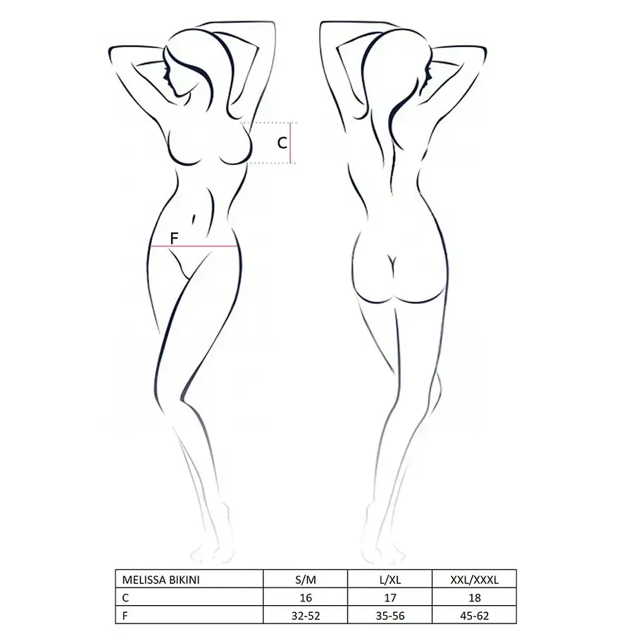 Комплект білизни Passion MELISSA BIKINI L/XL, black, ліф зі шнурівкою і трусики стрінги Львів - фото 7