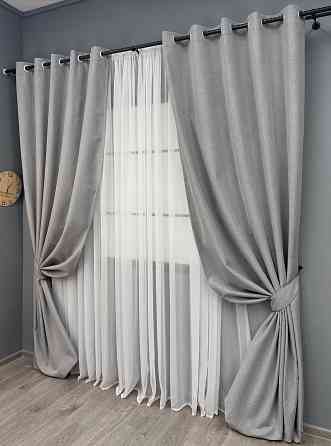 Комплект штор на люверсах VR-Textil Блэкаут двусторонний ASHEN NIGHT № 1840ш Светло-серый 150х270 см 2 шт (37-0281) Киев