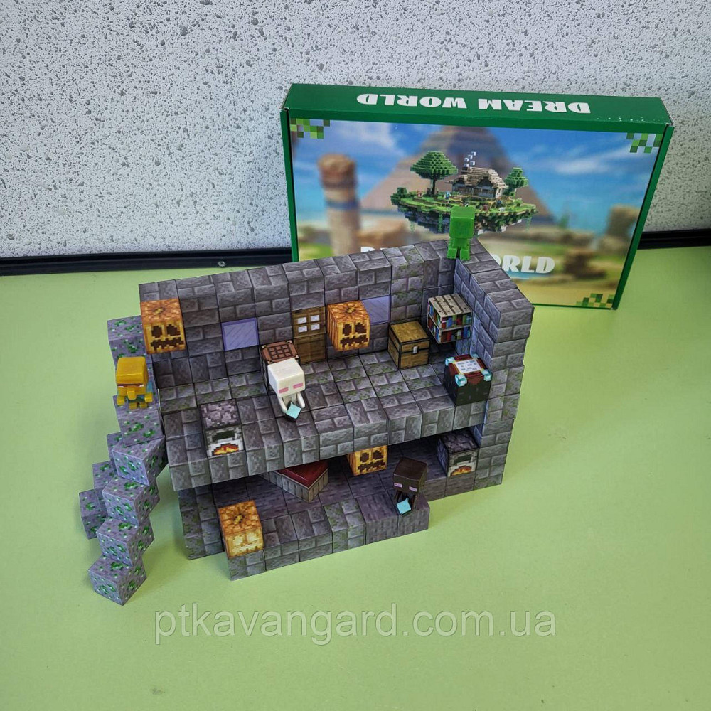 Магнитный конструктор майнкрафт 169 магнитных блоков двухэтажный домик с фигурками Dream World LZCK 057 Хмельницкий - изображение 5