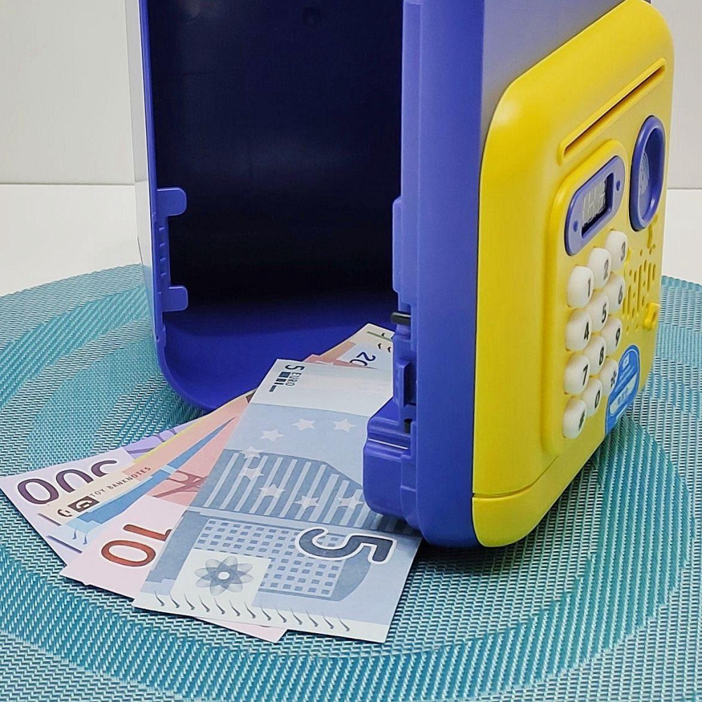 Сейф-скарбничка Банківський термінал з кодовим замком відбиток затягує купюри звук підсвічування Жовто-синій (589-36A-37A) Чернігів - фото 5