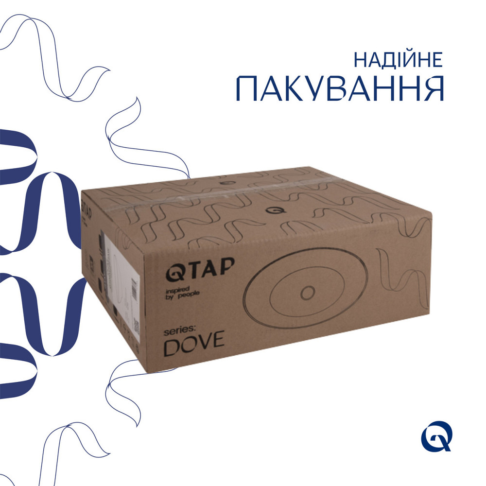 Комплект Qtap Dove: Раковина накладная овальная 415x340x140 мм White + Донный клапан PU02 Киев - изображение 13