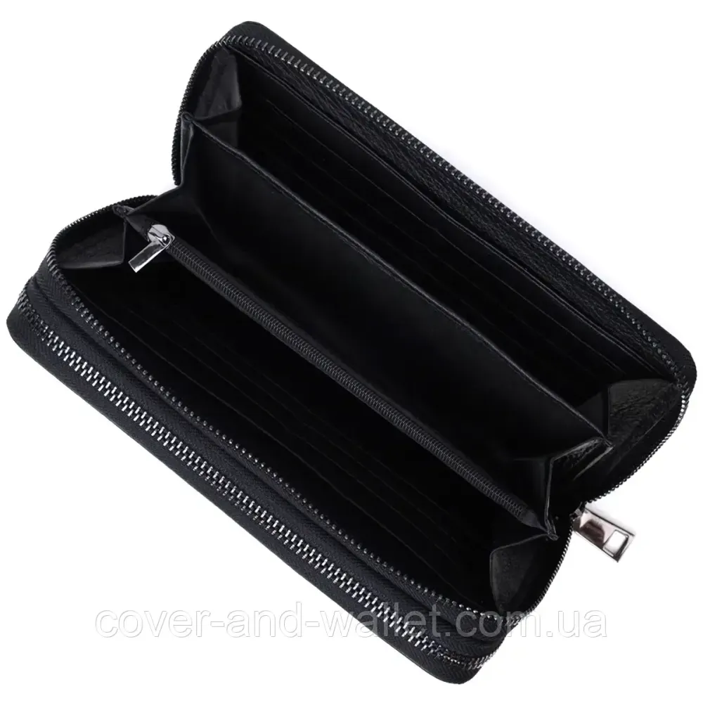 Фірмовий чоловічий гаманець клатч на дві блискавки із натуральної шкіри чорного кольору ST 276 Київ - фото 8