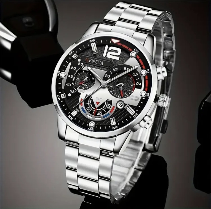 Подарочный набор для мужчин наручные часы с браслетом и цепочка с крестиком и кольцо серебристый Киев - изображение 5