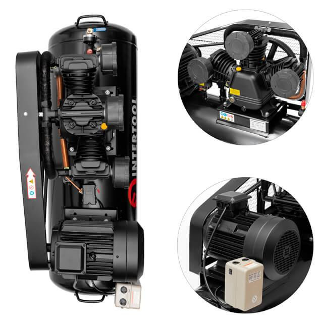 Компресор, 200 л, 7,5 кВт, 380 В, 10 атм, 1050 л/хв, 3 циліндри, 80 дБ INTERTOOL PT-0040 Киев - изображение 6
