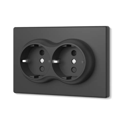 Розетка подвійна з/з вугільно-чорна VIDEX NOTA (VF-NT-SK2G-BL) Житомир