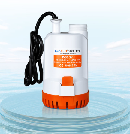 Помпа трюмна діафрагмова SEAFLO 1500 GPH (SFBP1-G1500-18) 12В — Потужний занурювальний насос для катера (5678 л/год) Київ