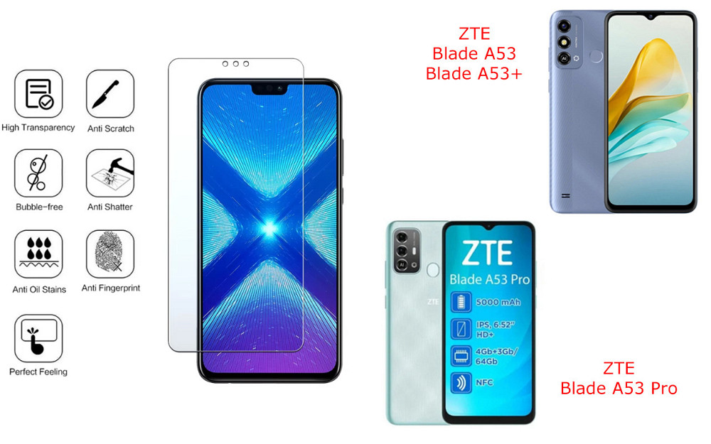 Захисне скло NeoGlass для ZTE Blade A53, A53 Pro, A53+ – надпрозоре та стійке Київ - фото 4