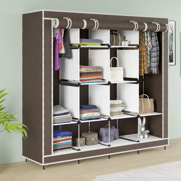 Тканевый шкаф для белья 170*45*170см Storage Rack, Каркасный шкаф для одежды Органайзер вещей WG-13 Львов - изображение 1