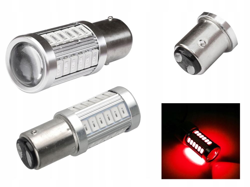 LED лампа 1156 BA15S P21W для авто з 33 SMD 5630 червоного світіння в стоп-сигнал і габаритні вогні Київ - фото 2