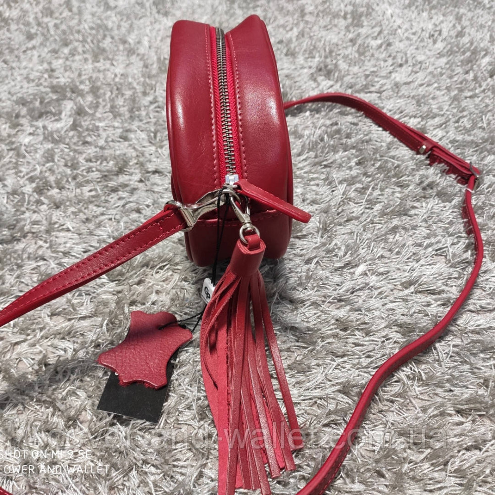 Женская кожаная сумка на пояс и через плечо красного цвета Grande Pelle Киев - изображение 5