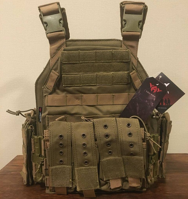 Быстросъемная плитоноска Yakeda (без плит) с подсумками под магазины Койот Винница - изображение 1