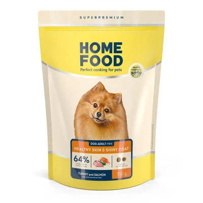 Сухой корм для собак Home Food ADULT MINI Healthy Skin And Shiny Coat с индейкой и лососем 700 г (4820235020354) Винница - изображение 1