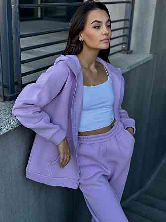 Теплый спортивный костюм женский на змейке Сиреневый 46/48 Харьков